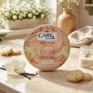 مرطب كير اند مور فانيليا كوكيز الاصلي للأيد والجسم يعالج بشكل أساسي الجفاف الشديد وخشونة الجلد ويمنح البشرة نعومة فائقة ورائحة عطرية تدوم مناسب للاستخدام اليومي 75 مل⁩