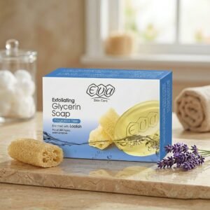 صابونة إيفا بالجلسرين وغني باللوفة لتقشير الجلد الميت وتنعيم البشره مناسب لجميع أنواع البشرة حتى الحساسة 120جم