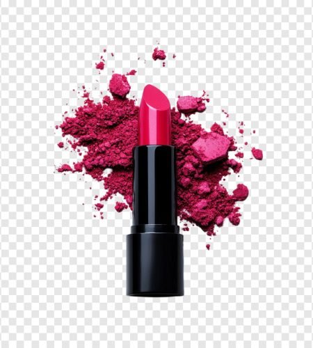 Crimson Lipstick and Powder: A Beauty Shot